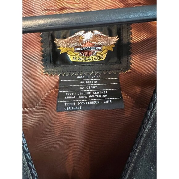 Harley-Davidson Genuine Leather Motorcycle Vintage Vest Men's Size XL - Picture 2 of 8